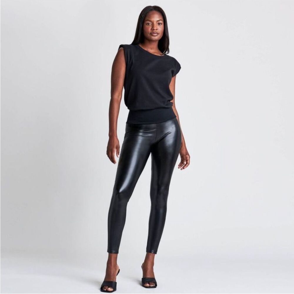 SPANX Black Faux Leather Leggings High-Waisted